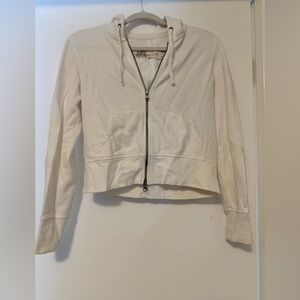 GAP Cream White Cropped Zip Hoodie Size Small
